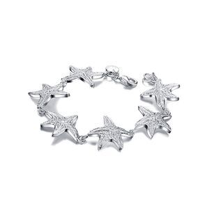 Sterling Silver Plated Starfish Link Chain Bracelet